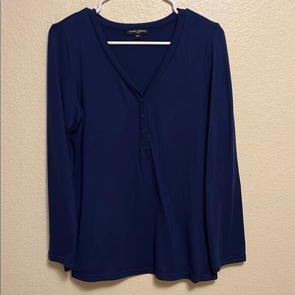 Mario Serrani Tops - Mario Serrani Blue V-Neck Long Sleeve Blouse